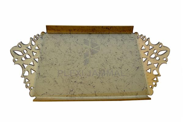 صينية زيك زاك لون ذهبي