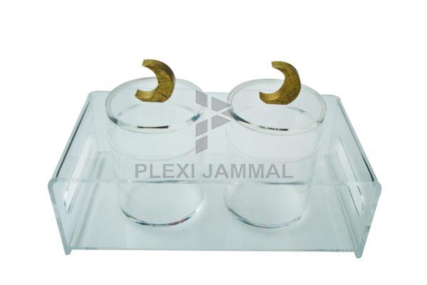 صينية مع علبتين دائرية