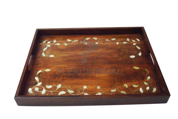 صينية مستطيل صدف ورد