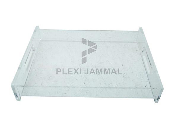 صينية شفاف مع خيوط لون فضي